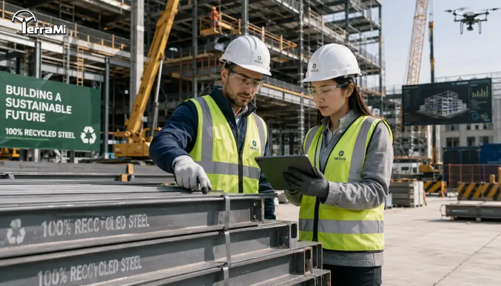 Engineers discussing Circular Economy Execution Challenges on a modern site