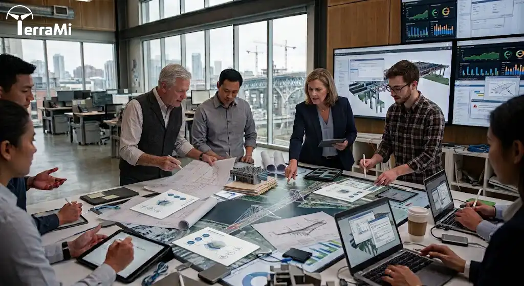 Digital transformation in infrastructure teams collaborating with BIM, GIS, and asset management technologies
