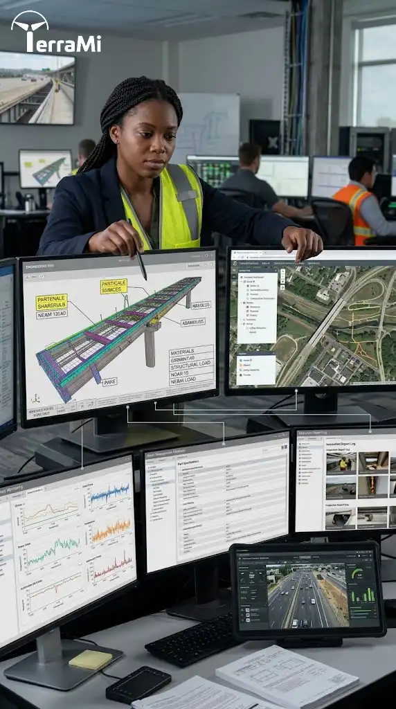 Infrastructure asset represented across BIM, GIS, asset management and operational systems