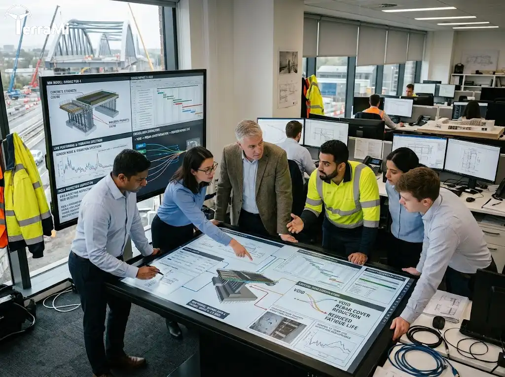 Engineering team using connected project and asset data for data-driven decision making in engineering