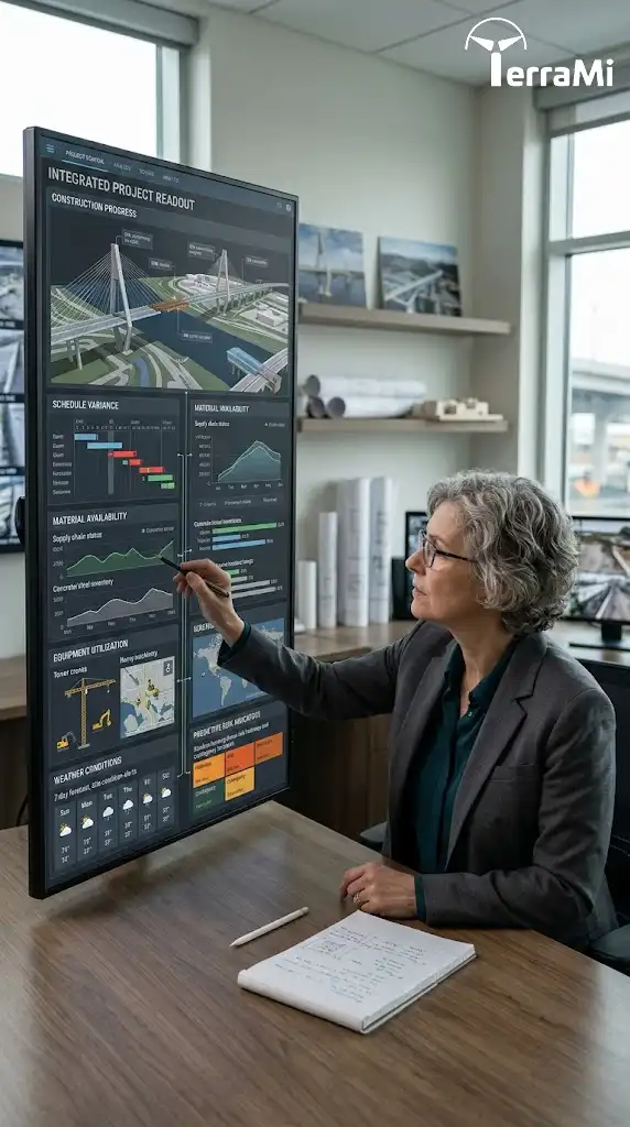 Engineer using predictive analytics for data-driven decision making in engineering projects