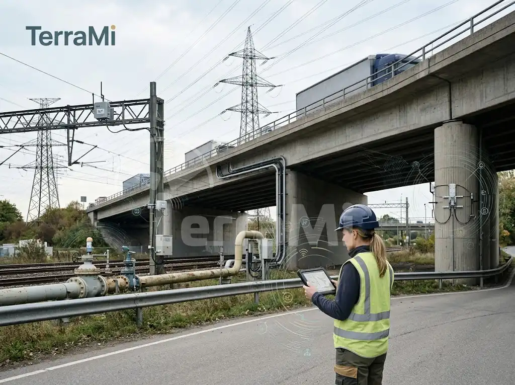 AI IoT digital twins connecting infrastructure assets through sensors and shared operational data