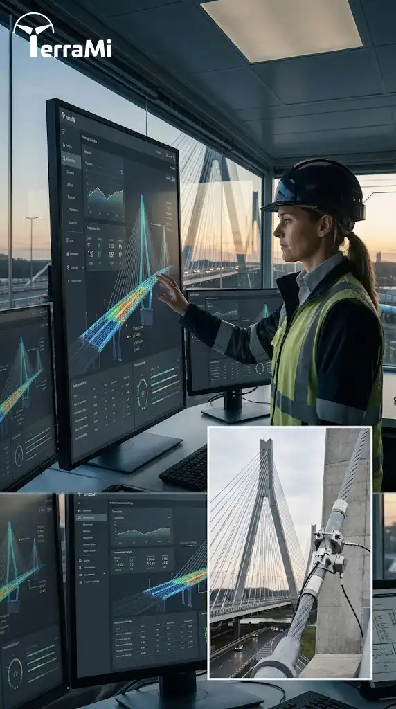 AI IoT digital twins showing the distinct roles of infrastructure sensing, digital representation, and AI analysis